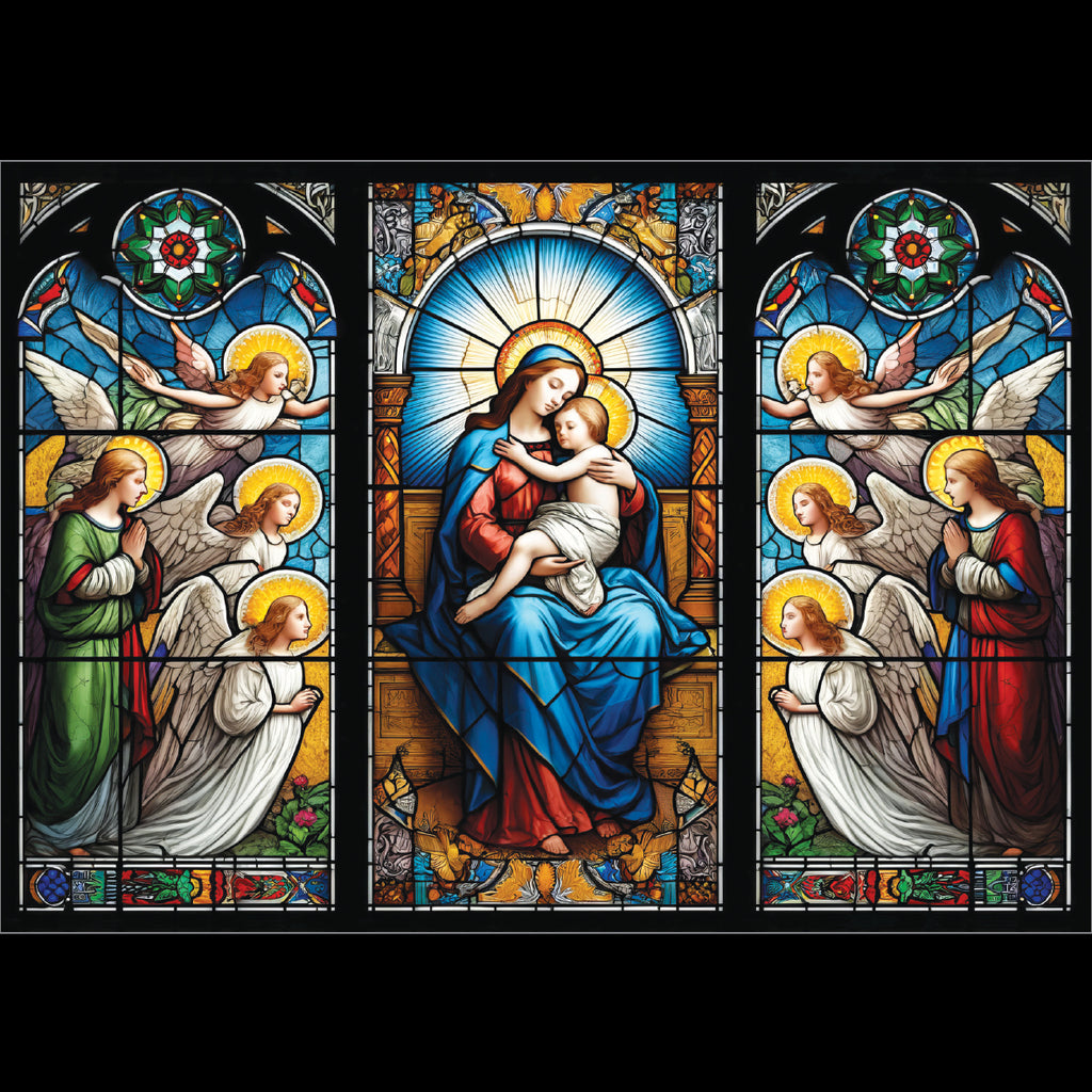 Stained Glass Madonna with Angels