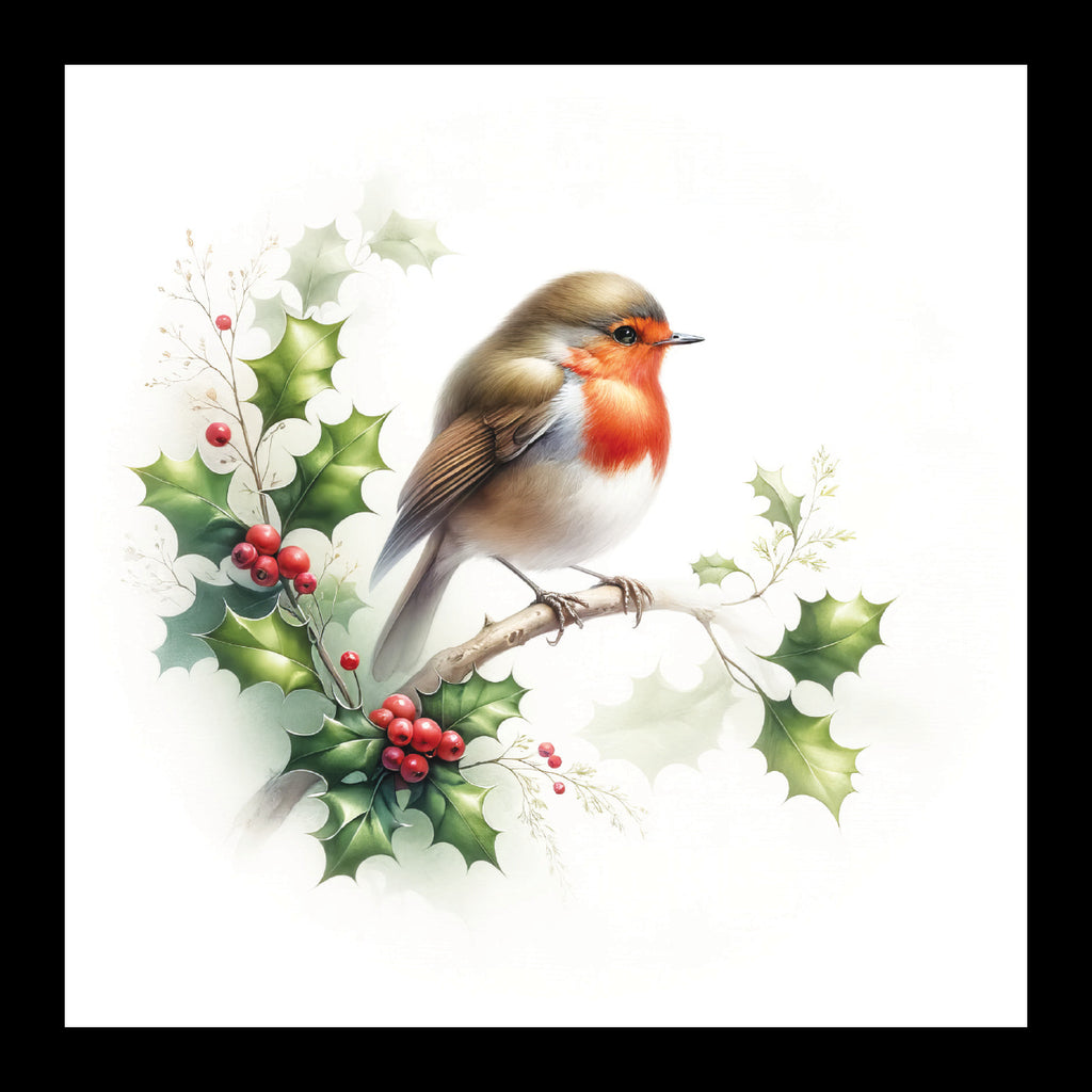 Robin on a Holly Branch