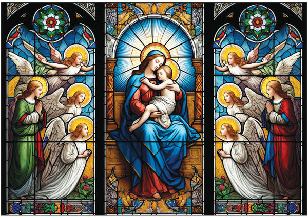 Stained Glass Madonna with Angels
